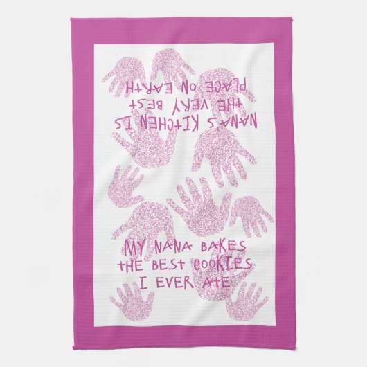 Nana's keuken Orchidee Paars Grandmoeder gift Theedoek (Verticaal)