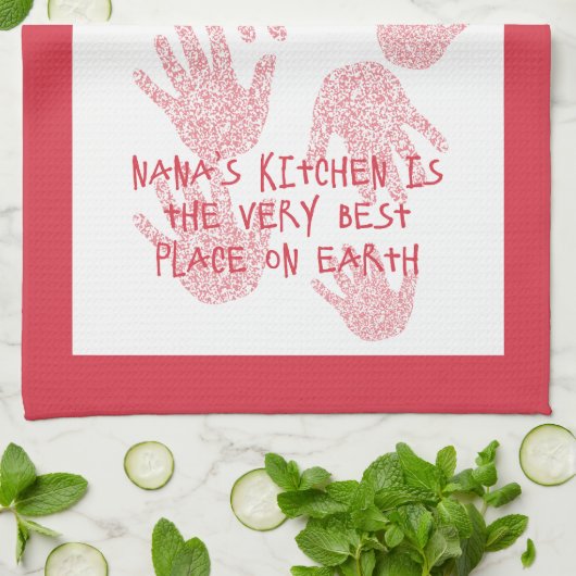 Nana's keuken Rood Grootmoeder cadeau Theedoek (Gevouwen)