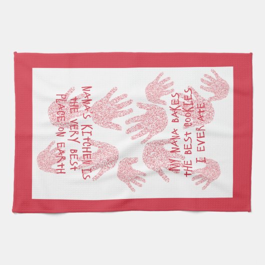 Nana's keuken Rood Grootmoeder cadeau Theedoek (Horizontaal)