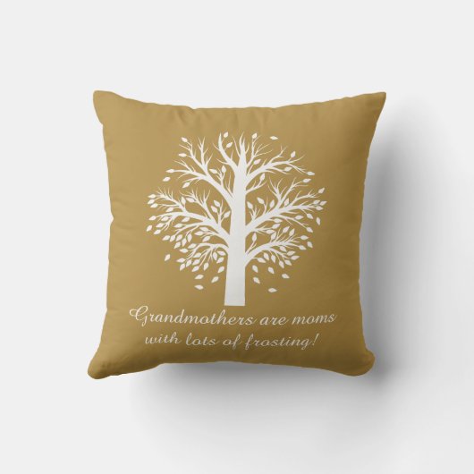 Nana's kuddefamilie-boom; 9 Vogels w Names (goud) Kussen (Achterkant)