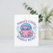 Nana's Little Bubble Beast Schattige Octopus Briefkaart (Staand voorkant)