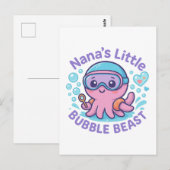 Nana's Little Bubble Beast Schattige Octopus Briefkaart (Voorkant / Achterkant)