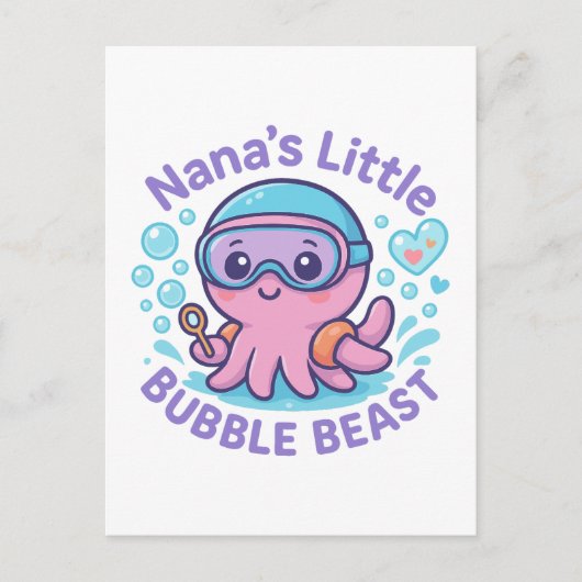 Nana's Little Bubble Beast Schattige Octopus Briefkaart (Voorkant)