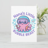 Nana's Little Bubble Beast Schattige Octopus Kaart (Staand voorkant)