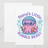 Nana's Little Bubble Beast Schattige Octopus Kaart (Voorkant / Achterkant)