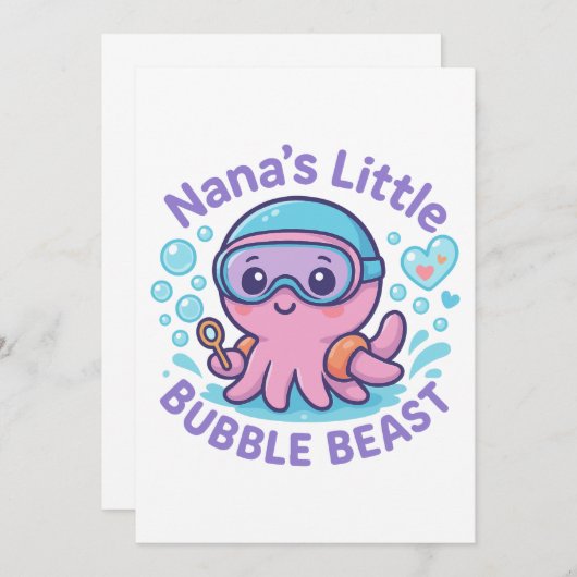 Nana's Little Bubble Beast Schattige Octopus Kaart (Voorkant / Achterkant)