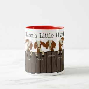 Nanas Little Herd of 6 Goats Tweekleurige Koffiemok