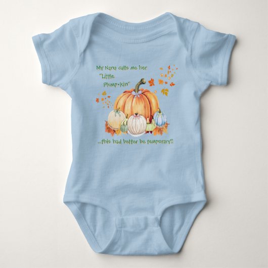 Nana's Little Plump·kin Grappig Quote Blauwe Pompo Romper (Voorkant)