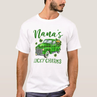 Nana's Lucky Charm Green Truck Shamrocks St Patric T-shirt