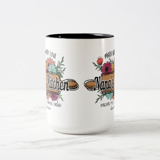 Nana's Mok, cadeau voor oma, Moederdag cadeau, Tweekleurige Koffiemok (Center)