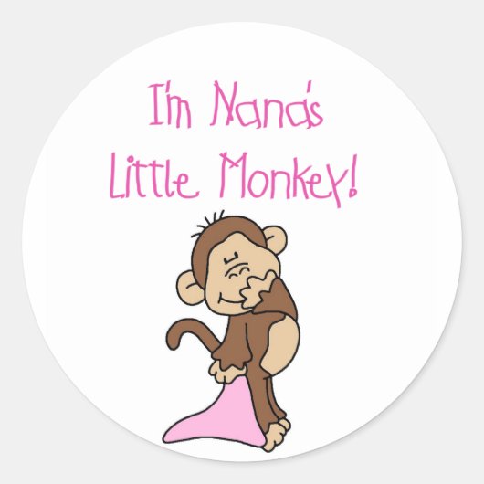 Nana's Monkey - Roze T-shirts en geschenken Ronde Sticker (Voorkant)