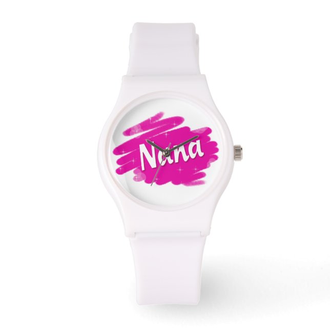 Nana's Pink Sparkles Fun Horloge (Voorkant)