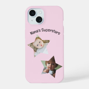 Nana's Superstars gepersonaliseerde twee foto teks iPhone 15 Case