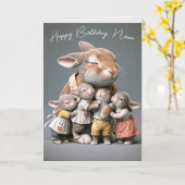 Nana's Verjaardag Bunnies Kaart (Gele Bloem)