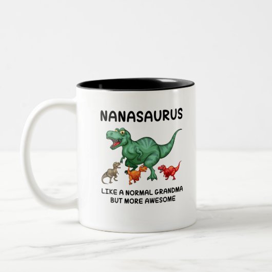Nanasaurus als een normale grootmoeder, maar Gewel Tweekleurige Koffiemok (Links)