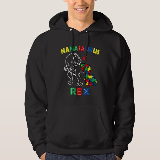 Nanasaurus Autism Awareness Nina Dinosaur Grandmot Hoodie (Voorkant)