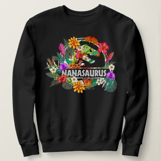 Nanasaurus Grandma Dinosaur T Rex Flower Trui (Design voorkant)