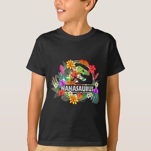 Nanasaurus oma dinosaurus t rex bloem moeders t-shirt (Voorkant)