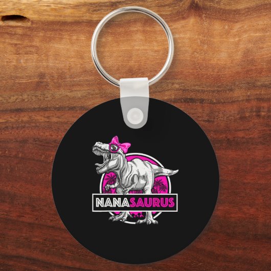 Nanasaurus T-rex Matching Funny Grandma Saurus Din Sleutelhanger (Voorkant)