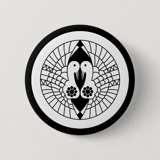 Nanbu kraanvogel ronde button 5,7 cm (Voorkant)