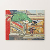 Nancy aan het raam met bloemen legpuzzel (Horizontaal)