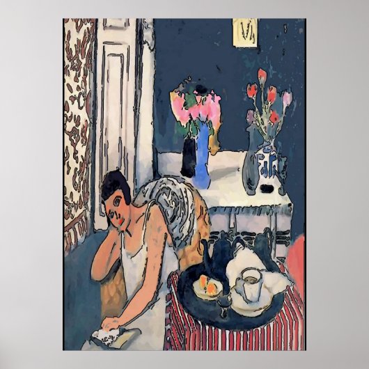 Nancy am ontbijt mit Flowersl, Matisse Art Poster (Voorkant)