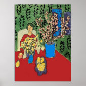 Nancy at Table with Flowersl, Matisse Style Poster (Voorkant)