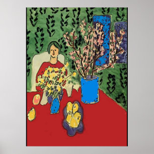 Nancy at Table with Flowersl, Matisse Style Poster