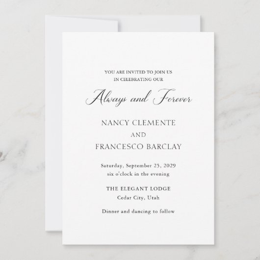 Nancy Black en White Modern Wedding Kaart (Voorkant)