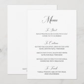 Nancy Black en White Modern Wedding Menu (Voorkant / Achterkant)