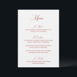 Nancy Deep Red Modern Wedding Menu<br><div class="desc">Traditionele stijl bruiloft menu's met een eenvoudig ontwerp met "Menu" in moderne typografie.</div>