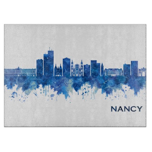 Nancy France Skyline Blue Snijplank (Voorkant)