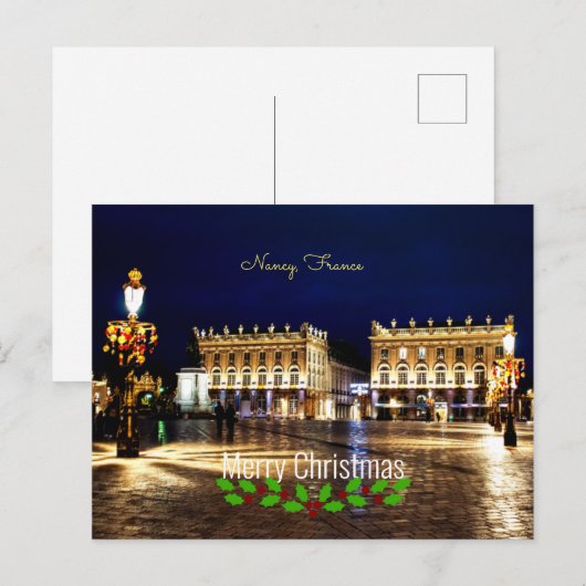Nancy, Frankrijk, Vrolijk kerstfeest! Briefkaart (Voorkant / Achterkant)