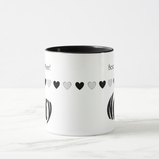 "Nancy" Gepersonaliseerde naam, zwart en wit harte Mok (Midden)