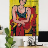 Nancy in Red Stoel 3, bewerkt tekst Poster (Thuiskantoor)