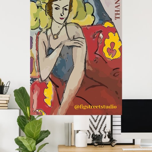 Nancy In Red Stoel, BEDANKT, voeg tekst Poster toe (Thuiskantoor)