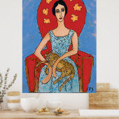 Nancy in Red Stoel met Solomon Cat Poster (Keuken)
