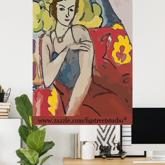 Nancy In Red Stoel, voeg tekst toe, Poster (Thuiskantoor)