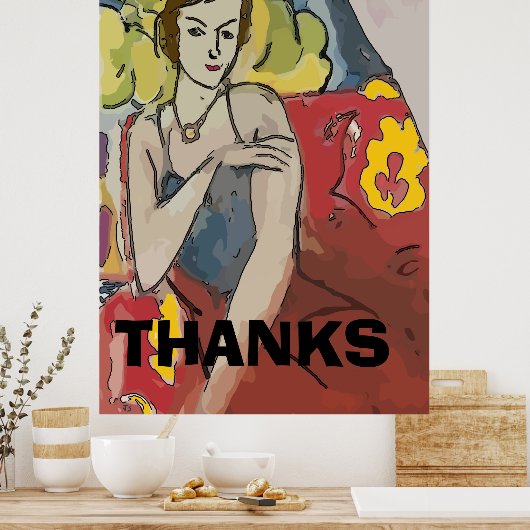 Nancy In Red Stoel, voeg tekst toe Poster (Keuken)