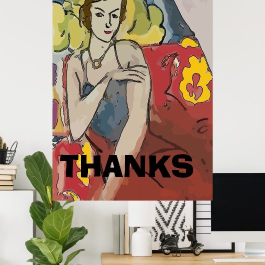 Nancy In Red Stoel, voeg tekst toe Poster (Thuiskantoor)