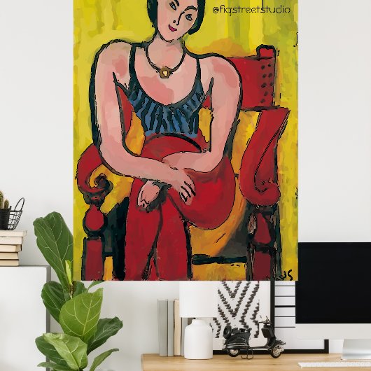 Nancy in rode stoel, BEDANKT, geef tekst Poster ui (Thuiskantoor)