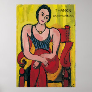 Nancy in rode stoel, BEDANKT, geef tekst Poster ui