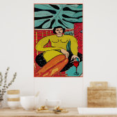 Nancy met Poster van wijn en van varkens (Keuken)