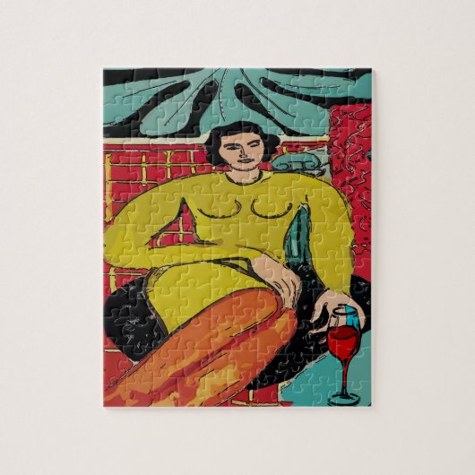 Nancy met wijn legpuzzel (Verticaal)