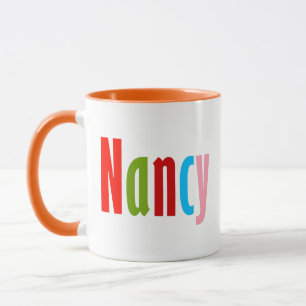 "Nancy" Naam in Levendige Leuke en Kleurrijke Lett Mok
