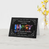 Nancy - Naam in Lights wenskaart (Foto) Kaart (Gele Bloem)
