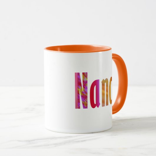 "Nancy" naam, levendige kleurrijke roze Sinaasappe Mok (Voorkant rechts)