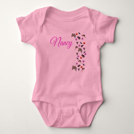Nancy, naam, met Australian Wildlife, Baby bodys Romper (Voorkant)