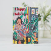 Nancy on Cell Phone, add text, Happy Holiday Bedankkaart (Staand voorkant)