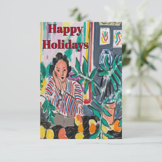 Nancy on Cell Phone, add text, Happy Holiday Bedankkaart (Staand voorkant)